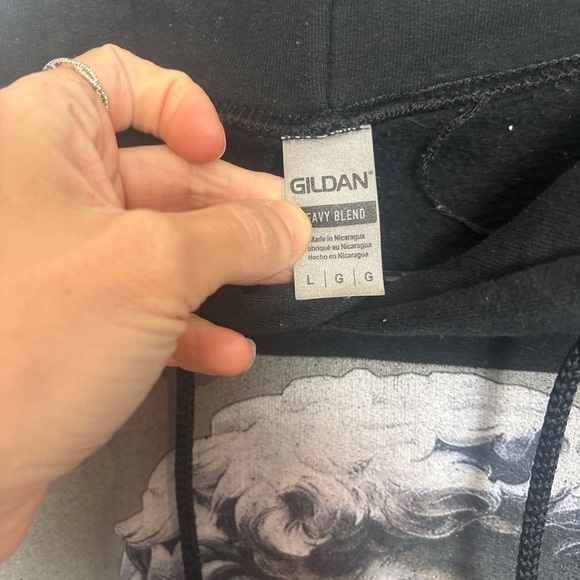 Gildan Black Hoodie with Artistic Print - Picture 3 of 4